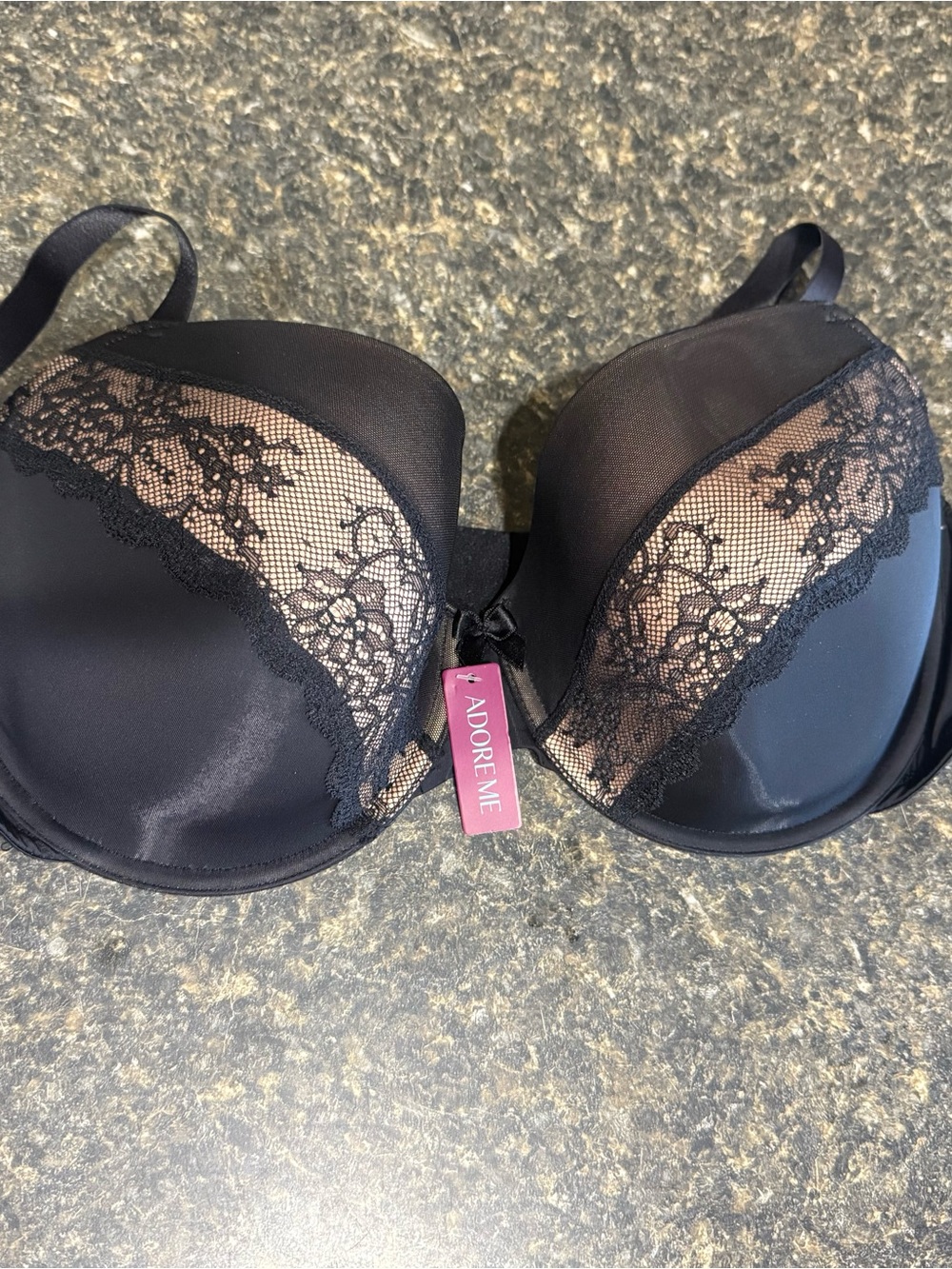Adore Me Black Lace-Overlay Push-Up Bra